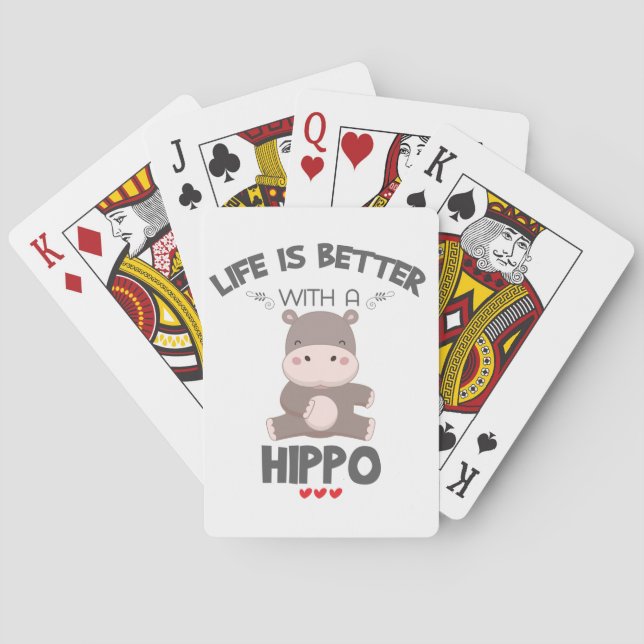 Hippo Lovers Gift Life Is Better With A Hippo Gift Poker Cards (Back)