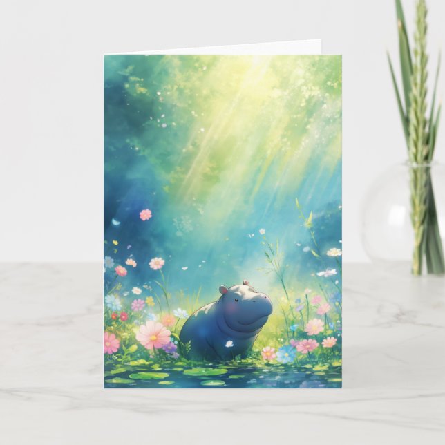 Hippo Magical Pond Meadow Card (Front)
