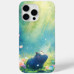 Hippo Magical Pond Meadow iPhone 15 Pro Max Case