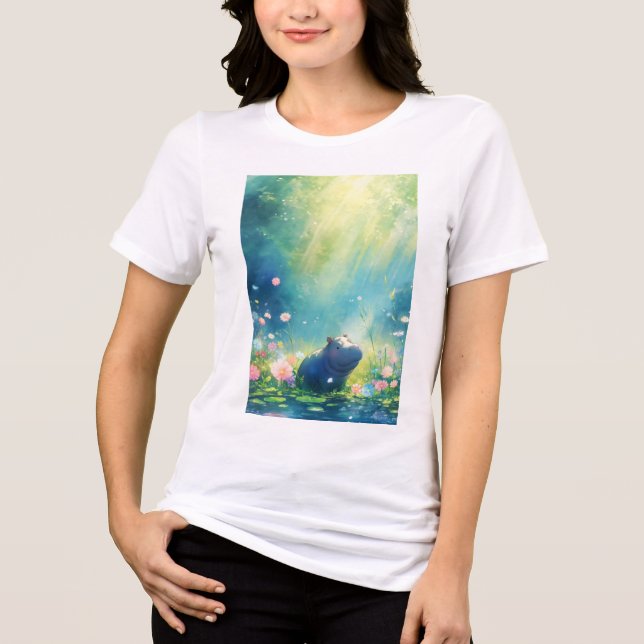Hippo Magical Pond Meadow Tri-Blend Shirt (Front)
