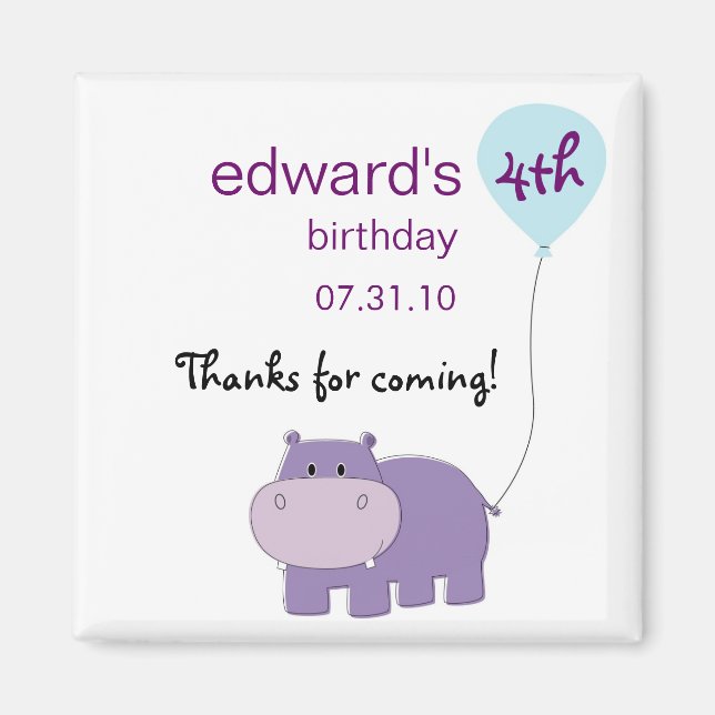 Hippo Magnet Party Favors (Front)