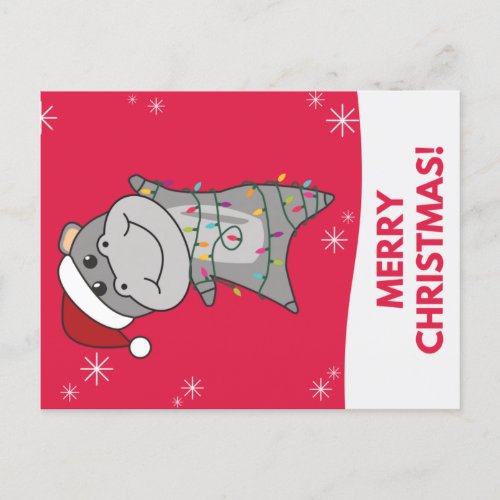 Hippo Merry Christmas Winter Animals Hippos Adult  Holiday Postcard