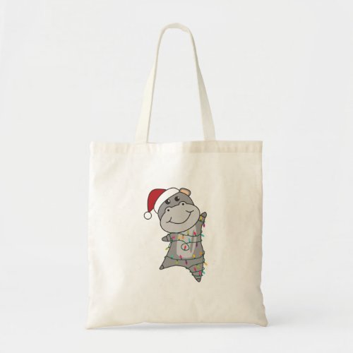 Hippo Merry Christmas Winter Animals Hippos Adult  Tote Bag