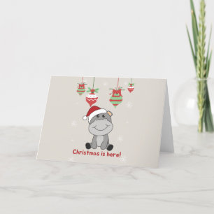 Hippo Merry Christmas Winter Animals Hippos Holida Holiday Card