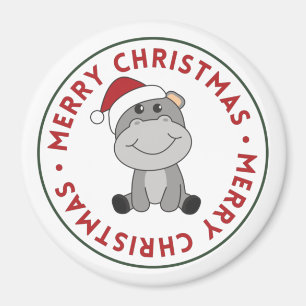 Hippo Merry Christmas Winter Animals Hippos Magnet