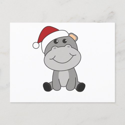 Hippo Merry Christmas Winter Animals Hippos Postcard