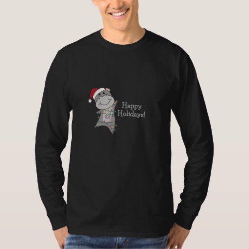 Hippo Merry Christmas Winter Animals Hippos T_Shirt