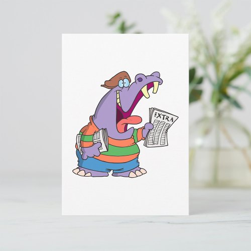 Hippo Newspaper Boy Invitations