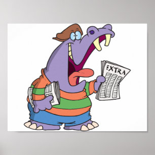 Hippo Newspaper Boy Poster