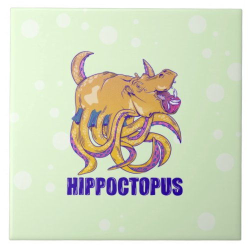 Hippo octopus weird animal ceramic tile