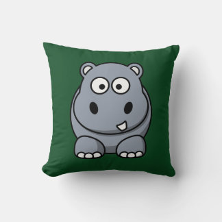 Hippo on a Dark Green Background Throw Pillow