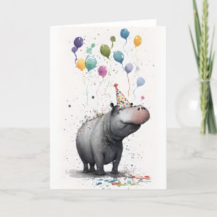 Hippo Party Greeting Card
