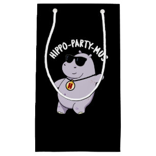 Hippo-party-mus Funny Animal Hippo Pun Dark BG Small Gift Bag