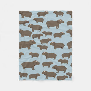 Hippo Pattern Fleece Blanket
