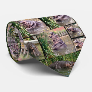 Hippo Photo Collage, Neck Tie