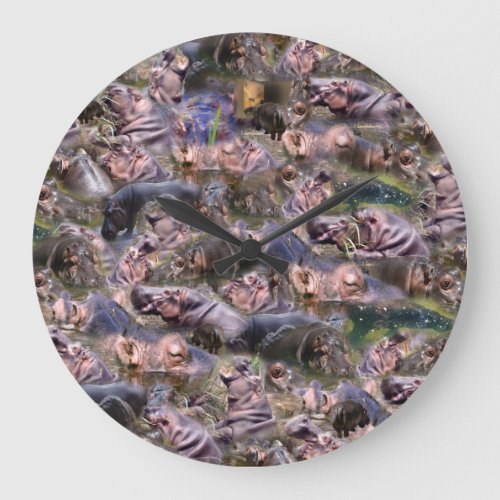 Hippo Photos Collarge Large Clock