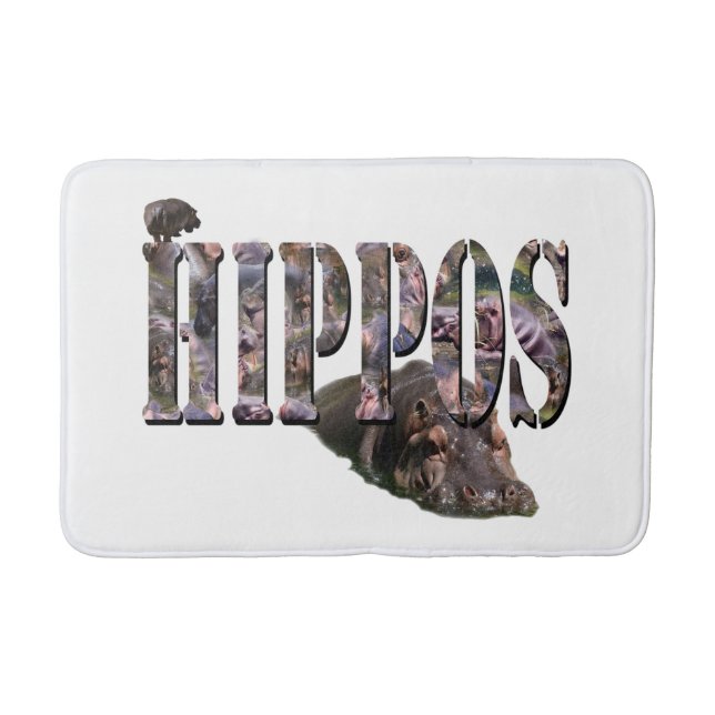 Hippo Picture Logo With Hippos, Bath Mat (Front)
