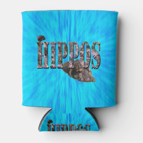 Hippo Picture Logo With Hippos Can Cooler