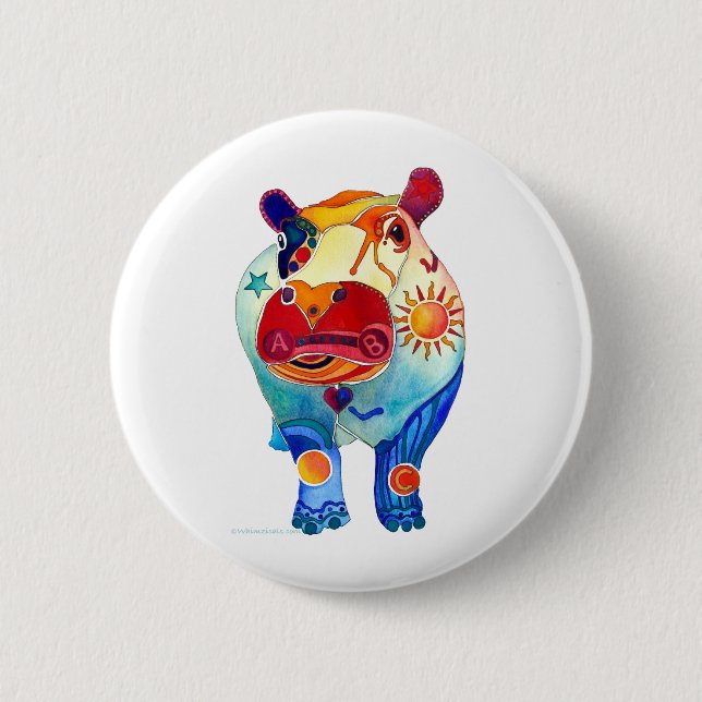 Hippo Pinback Button (Front)
