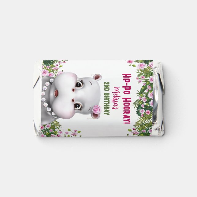 Hippo Pink Floral Girl Birthday Hershey's Miniatures (Front)