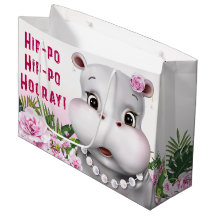 Hippo Pink Floral Girl Birthday
