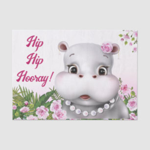 Hippo Pink Floral Tissue Paper