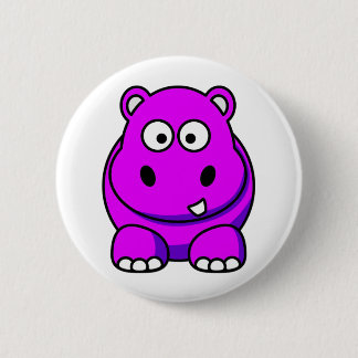 Hippo Pink Pinback Button