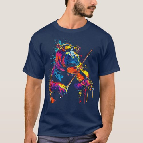 Hippo Playing Violin T_Shirt