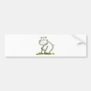 Hippo plays Golf Bumper Sticker
