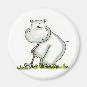 Hippo plays Golf Magnet