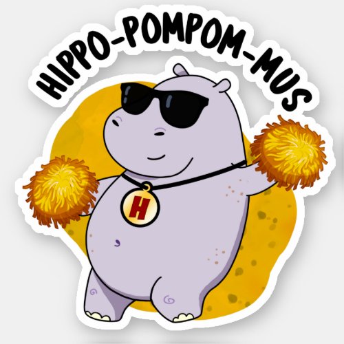 Hippo_pompom_mus Funny Animal Hippo Pun Sticker