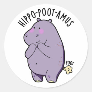 Hippo-poot-amus Funny Farting Hippo Pun Classic Round Sticker