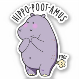 Hippo-poot-amus Funny Farting Hippo Pun Sticker