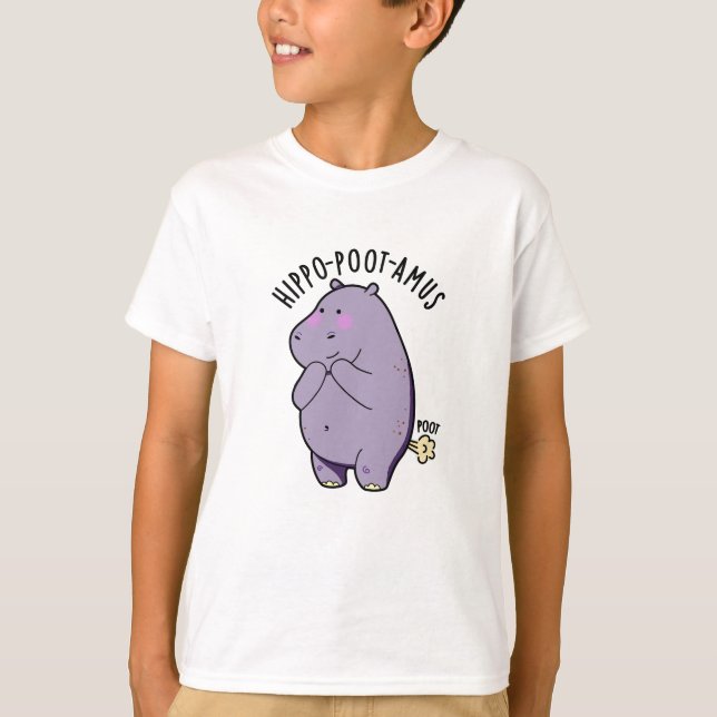 Hippo-poot-amus Funny Farting Hippo Pun  T-Shirt (Front)