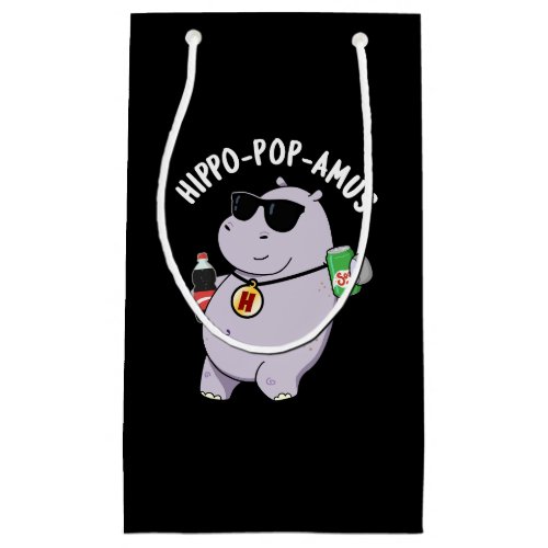 Hippo_pop_amus Funny Hippo Soda Pop Pun Dark BG Small Gift Bag