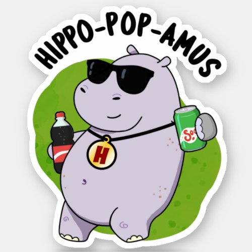 Hippo_pop_amus Funny Hippo Soda Pop Pun Sticker