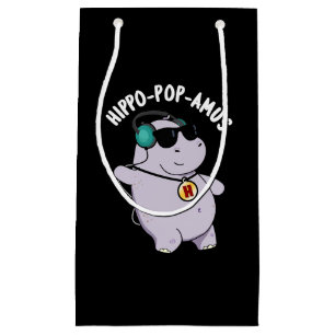 Hippo-pop-amus Funny Pop Music Hippo Pun Dark BG Small Gift Bag