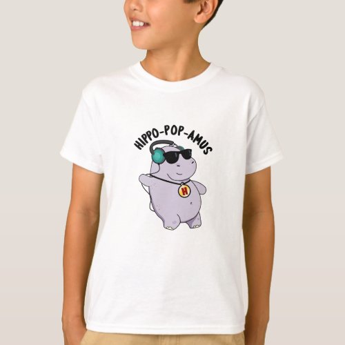 Hippo_pop_amus Funny Pop Music Hippo Pun  T_Shirt