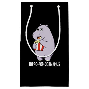 Hippo-pop-cornamus Funny Hippo Pun Dark BG Small Gift Bag