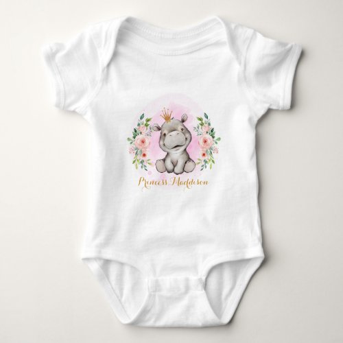 Hippo Princess Baby Bodysuit