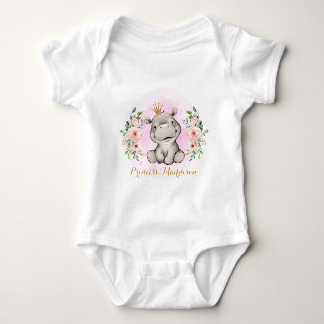 Hippo Princess Baby Bodysuit (Front)