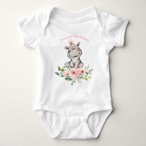 Hippo Princess Baby Bodysuit