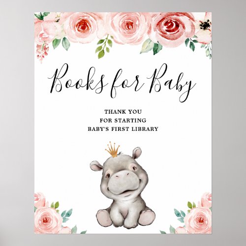 Hippo Princess Baby Shower Books for Baby Poster