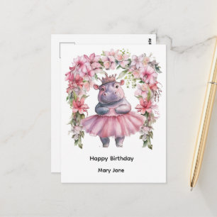 Hippo Princess Postcard