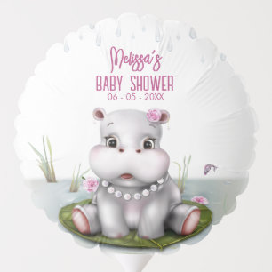 Hippo River Adventure Girl Baby Shower Balloon