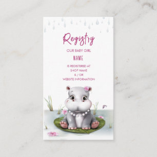 Hippo River Adventure Girl Baby Shower Enclosure Card