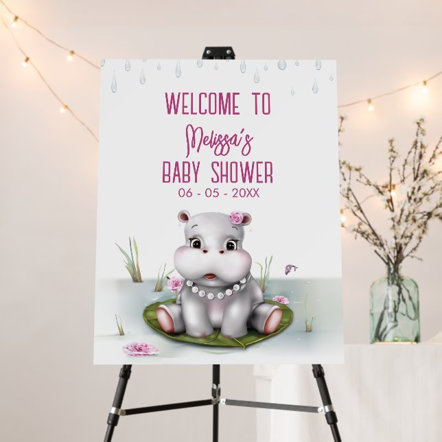 Hippo River Adventure Girl Baby Shower Foam Board (In Situ (Stand))