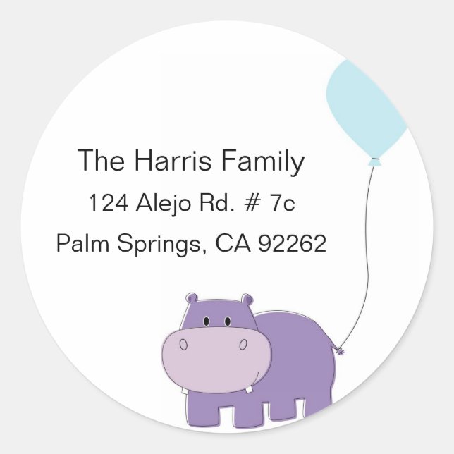 Hippo Round Address Labels (Front)