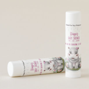 Hippo Safari Adventure Pink Floral Baby Shower Lip Balm