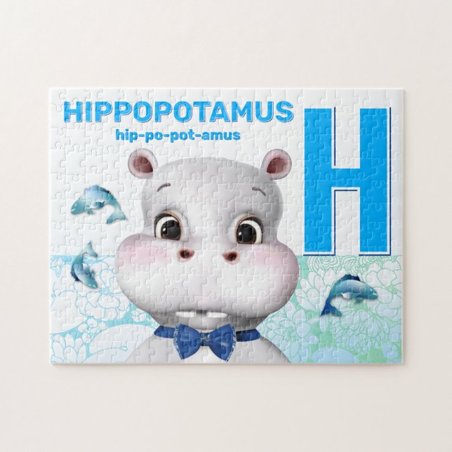 Hippo Safari Alphabet Kids Jigsaw Puzzle (Horizontal)